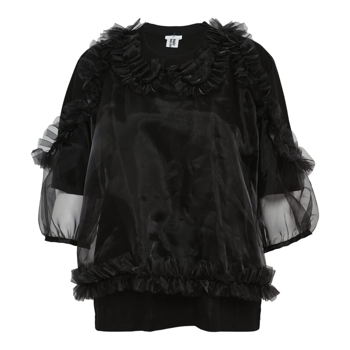 Cotton Ponte x Polyester Organza T-Shirt