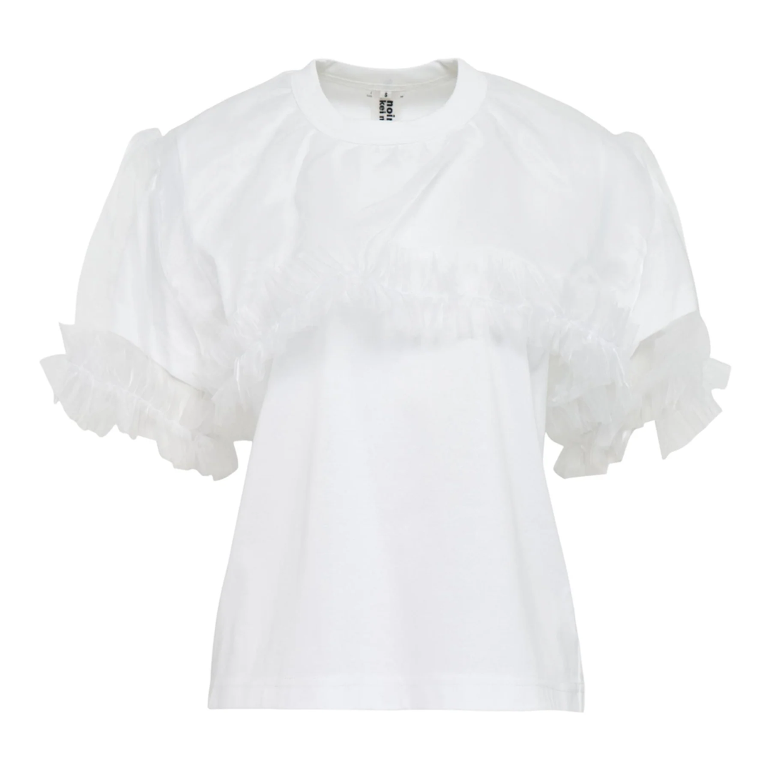 Cotton Ponte x Polyester Organza T-Shirt