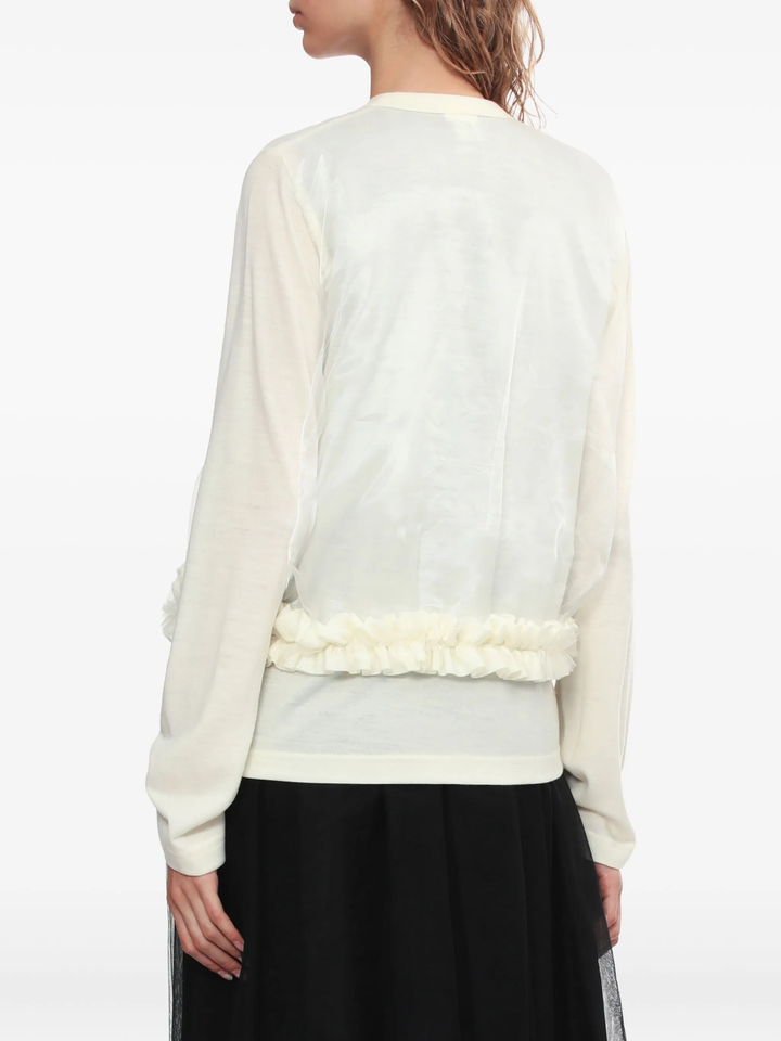 Wool Jersey x Polyester Organdy Cardigan