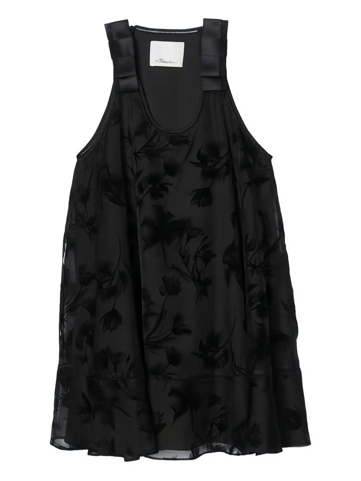 Flocked Organza Trapeze Dress