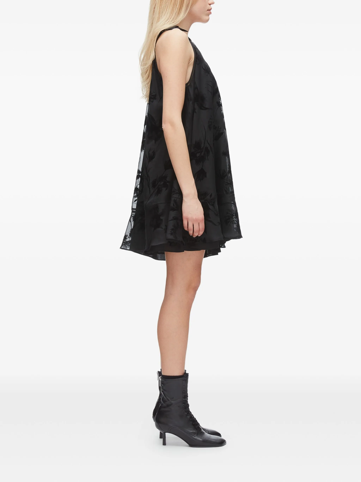 Flocked Organza Trapeze Dress