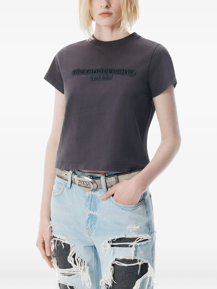 Reverse Embroidery Logo Shrunken Tee
