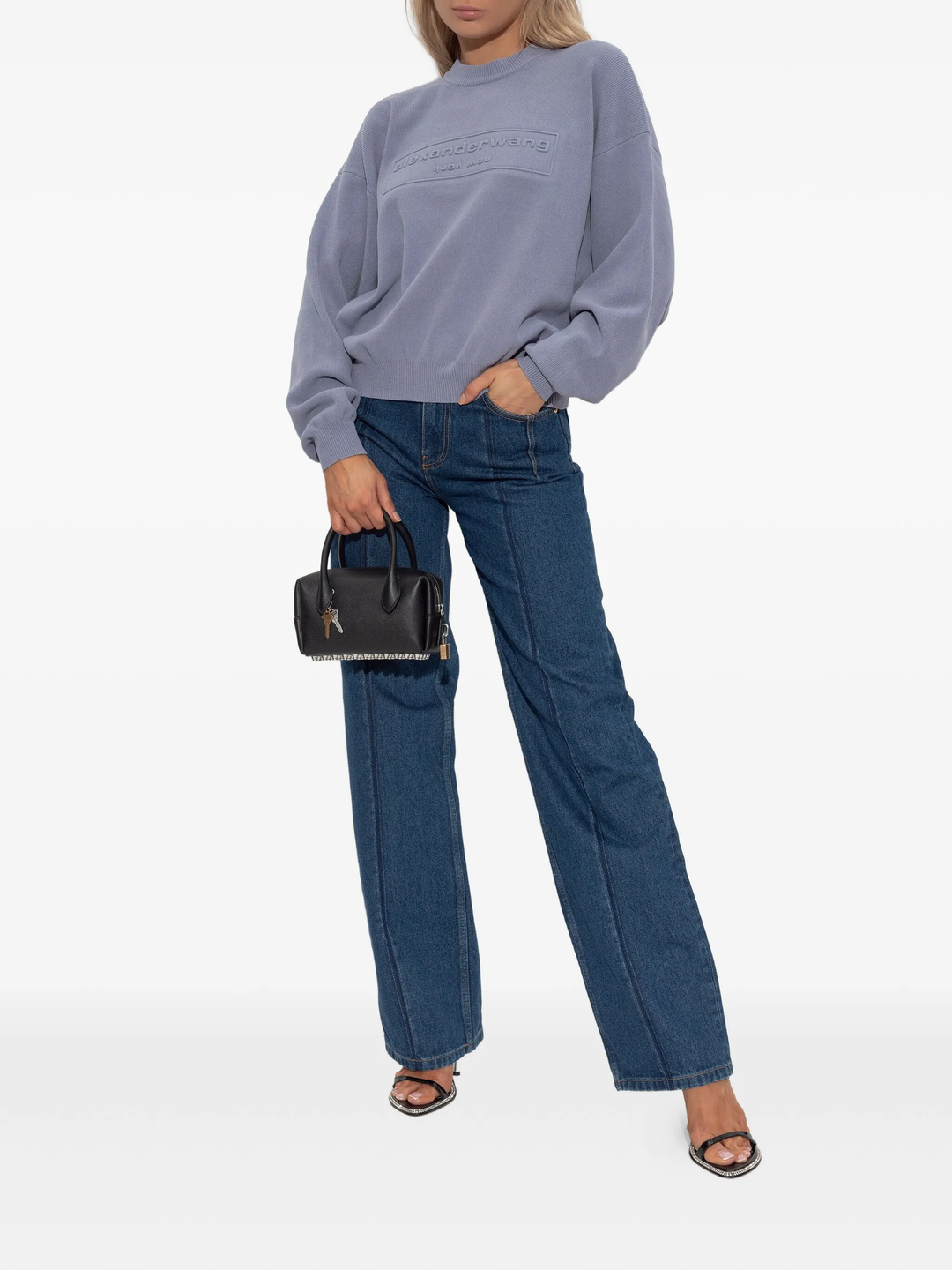 Embossed Logo Ribbed Pullover