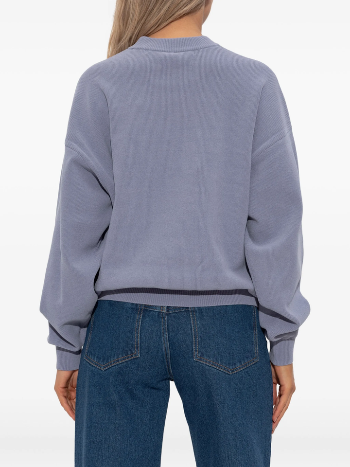 Embossed Logo Ribbed Pullover