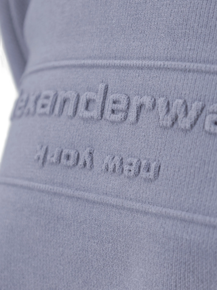Embossed Logo Ribbed Pullover