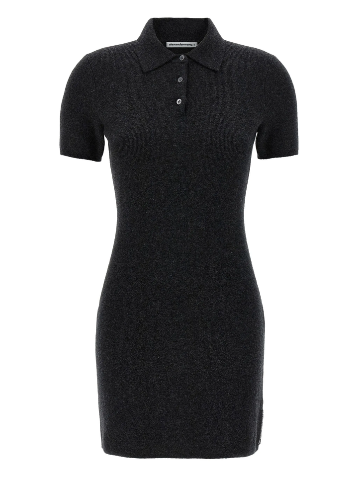 Wool-Blend Short Sleeve Polo Dress