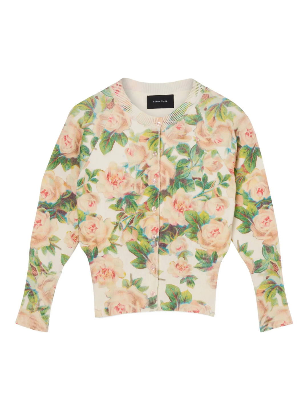 Shrunken Floral Knit Cardigan