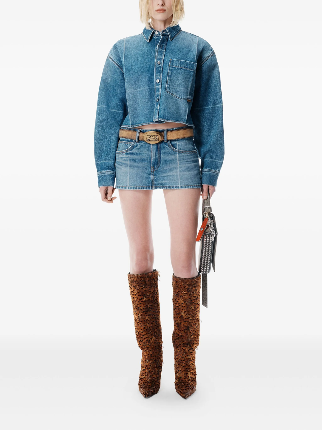 Foldline Denim Cropped Shirt