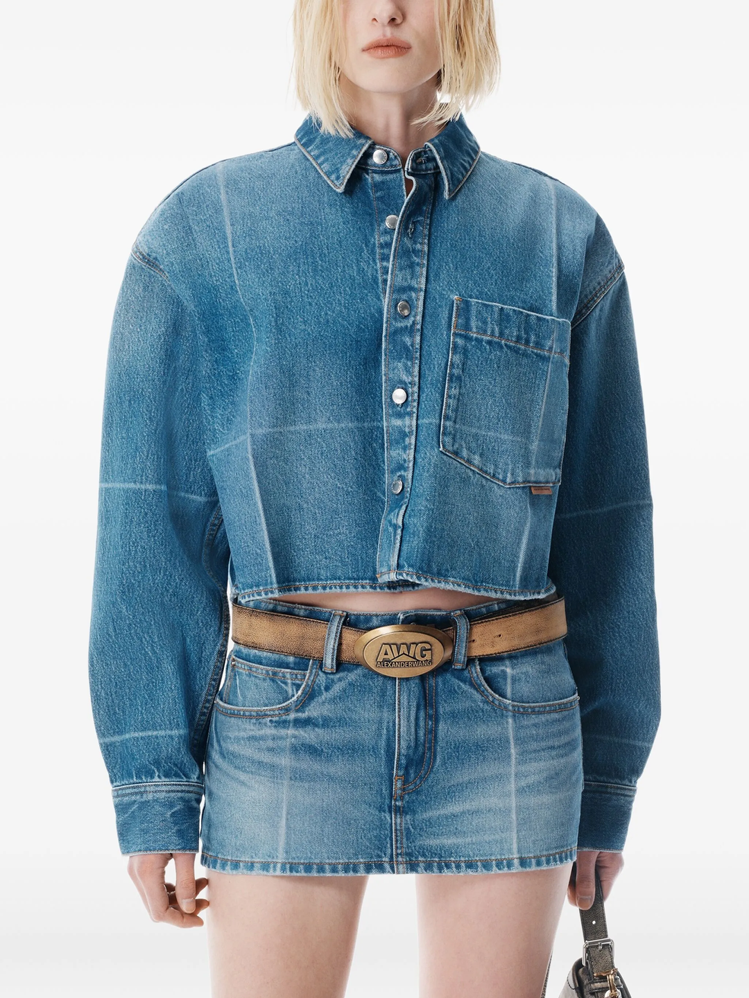 Foldline Denim Cropped Shirt