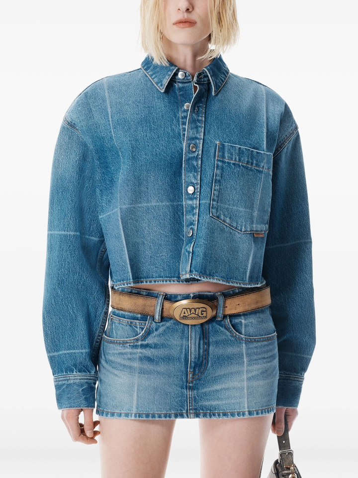 Foldline Denim Cropped Shirt
