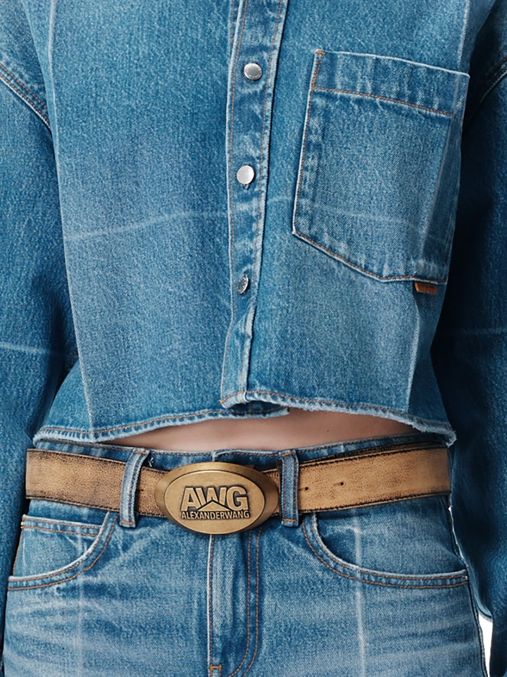 Foldline Denim Cropped Shirt