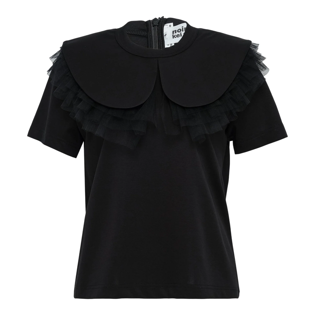 Cotton Ponte x Nylon Tulle T-Shirt
