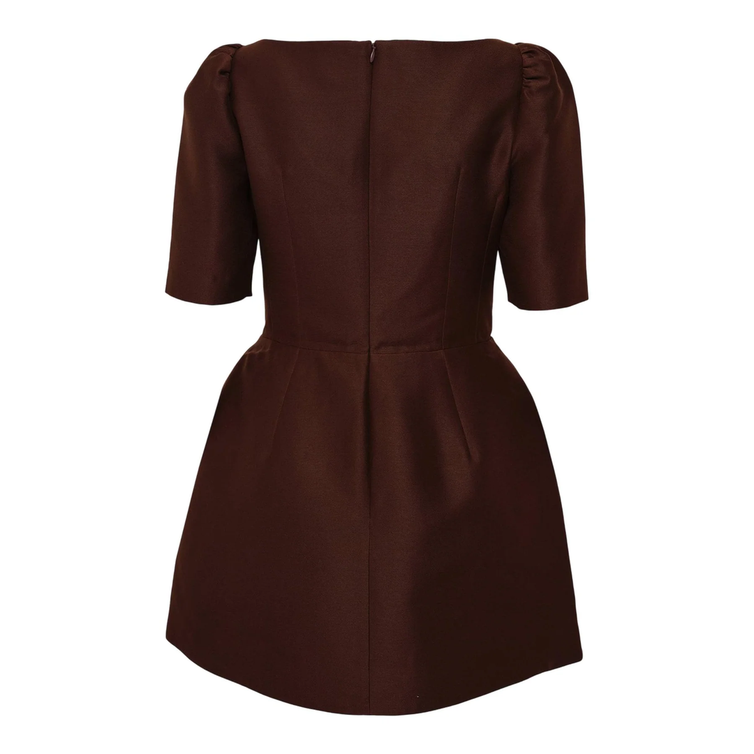V-Neck Bow Mid-Sleeve Dress