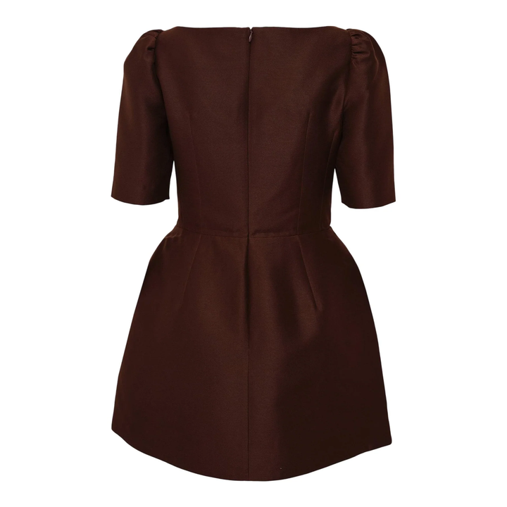 V-Neck Bow Mid-Sleeve Dress
