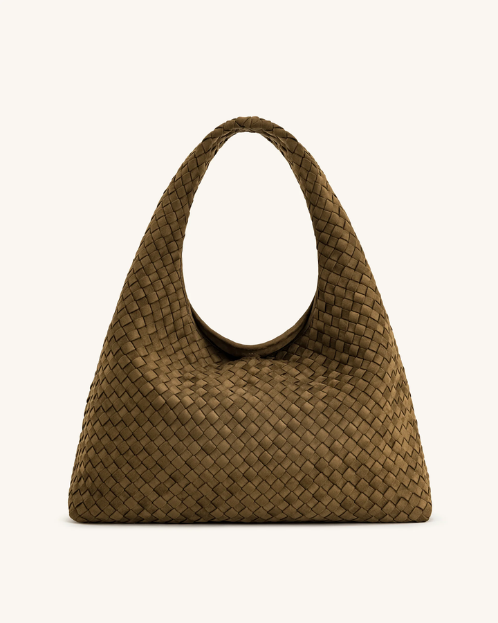 Laura Faux Suede Woven Shoulder Bag