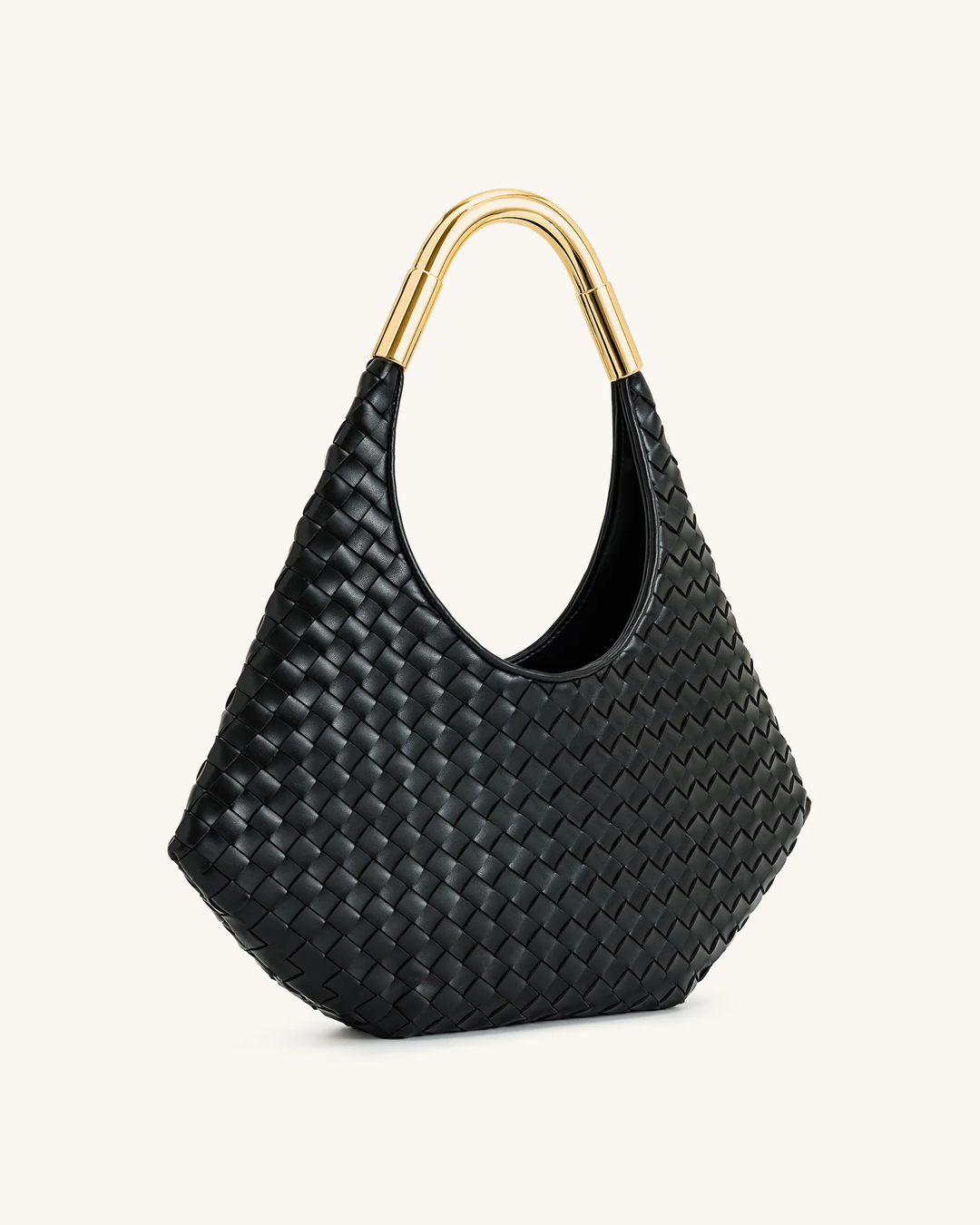 Olivia Hand-Woven Metal Handle Hobo Bag
