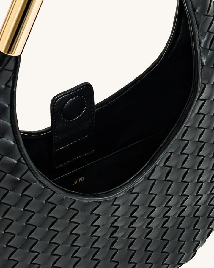 Olivia Hand-Woven Metal Handle Hobo Bag