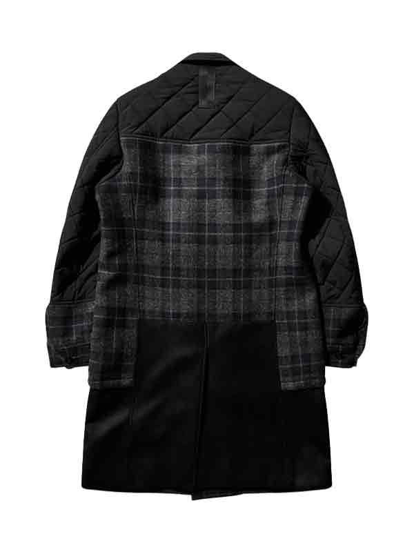 Wool Check Tweed x Polyester Coat