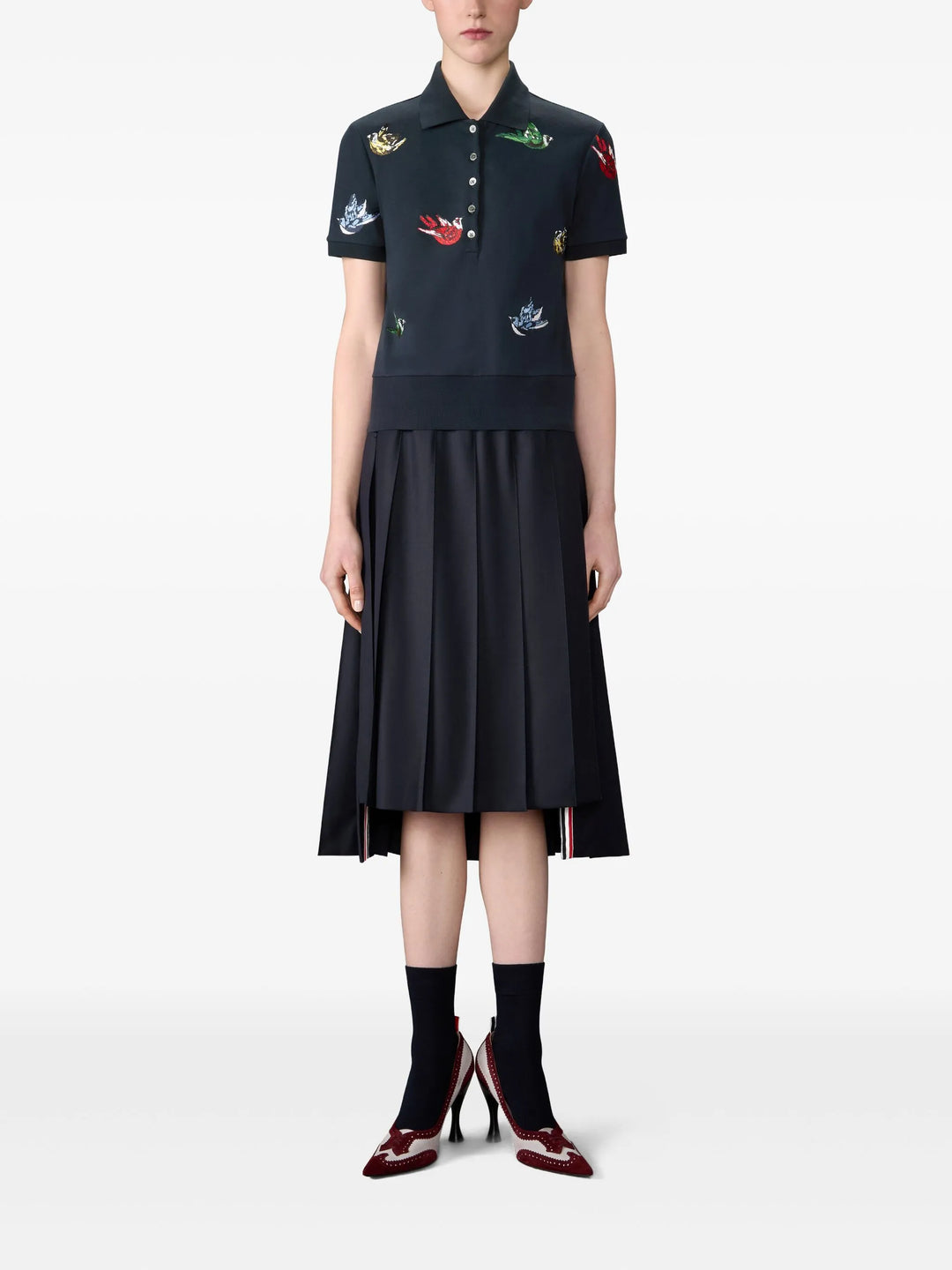 Satin Stitch Bird Embroidery Polo