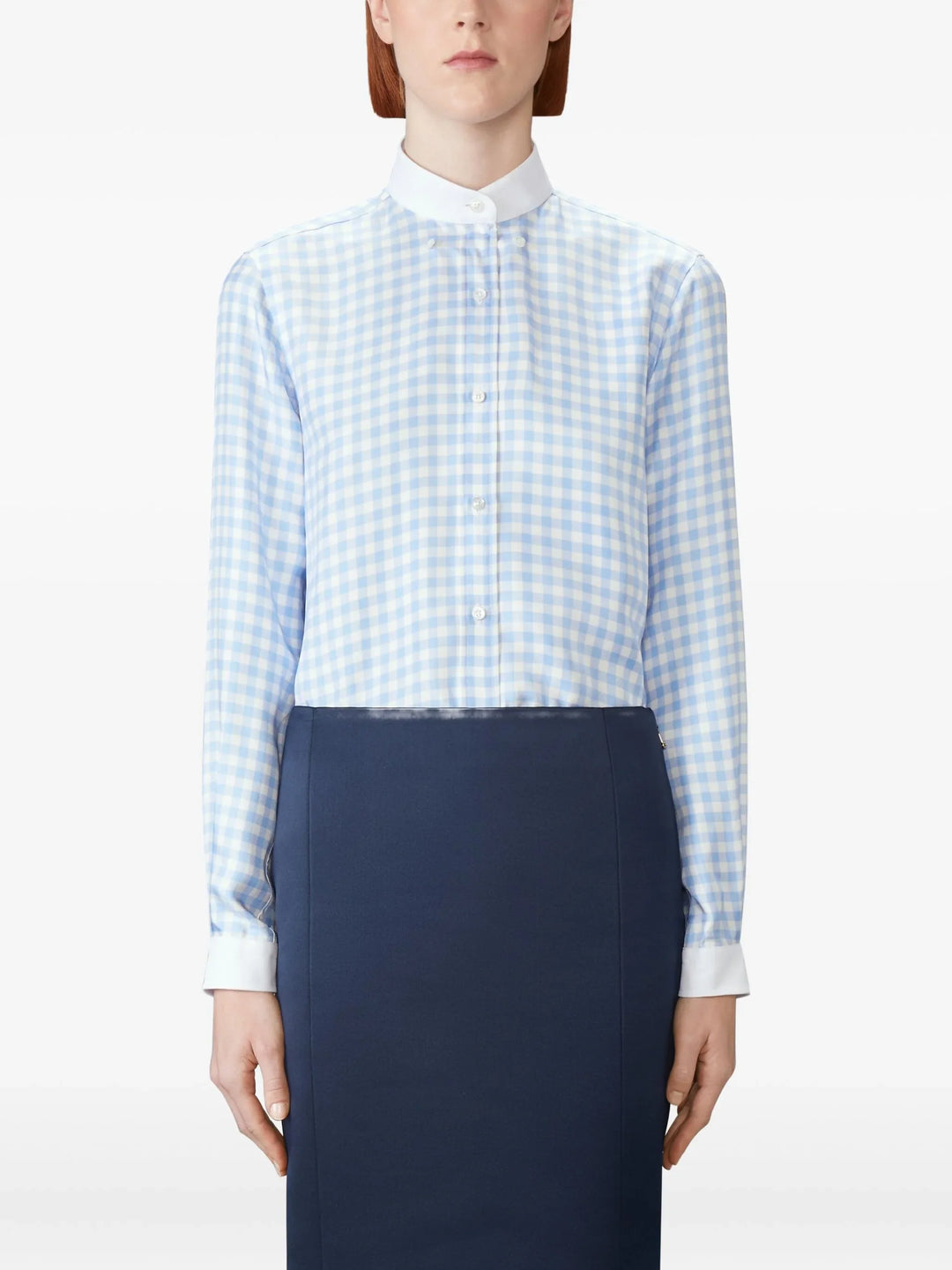 Silk Twill Gingham Shirt