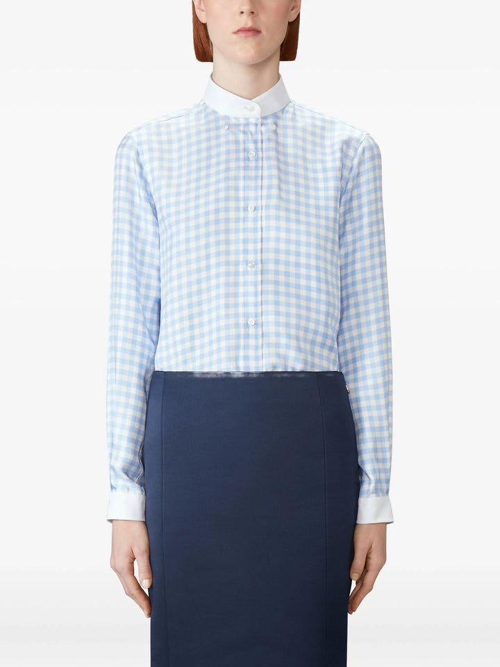Silk Twill Gingham Shirt