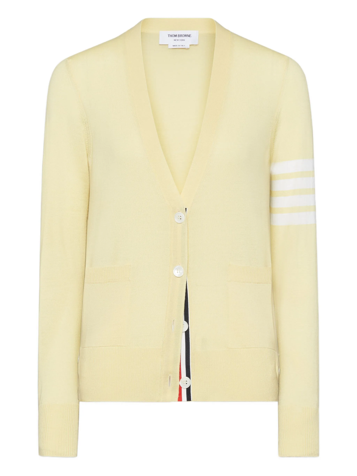 Merino Wool 4-Bar V-Neck Cardigan