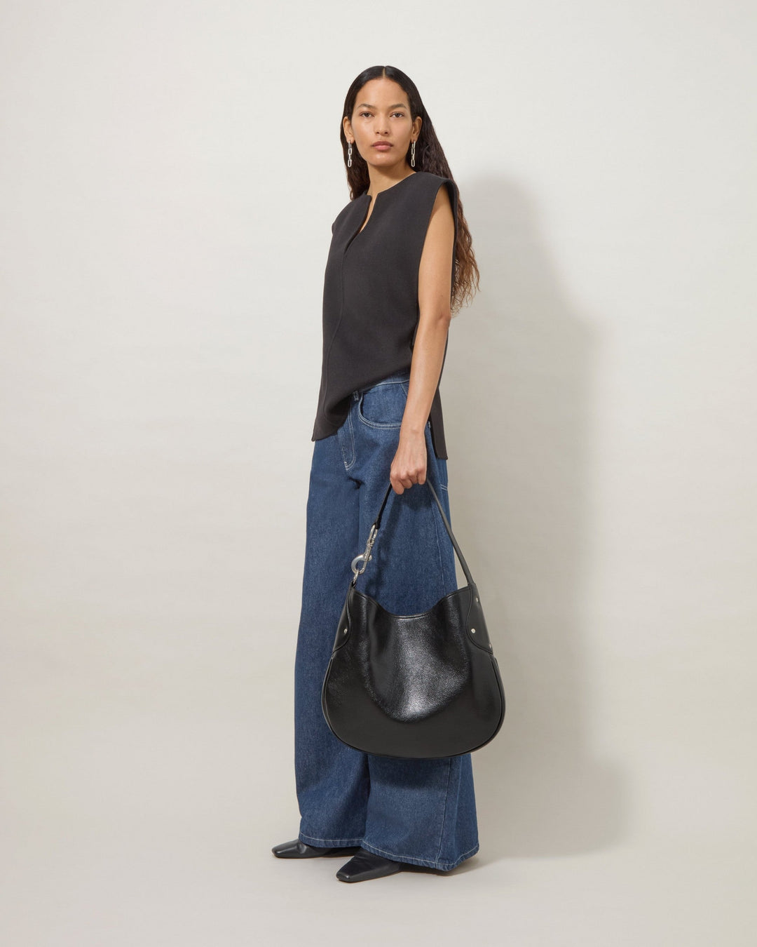 Hackney Shoulder Bag High Shine Leather