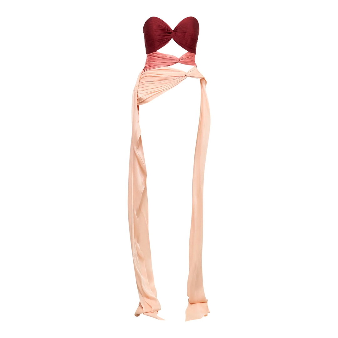 Ombré Strapless Cut-Out Dress