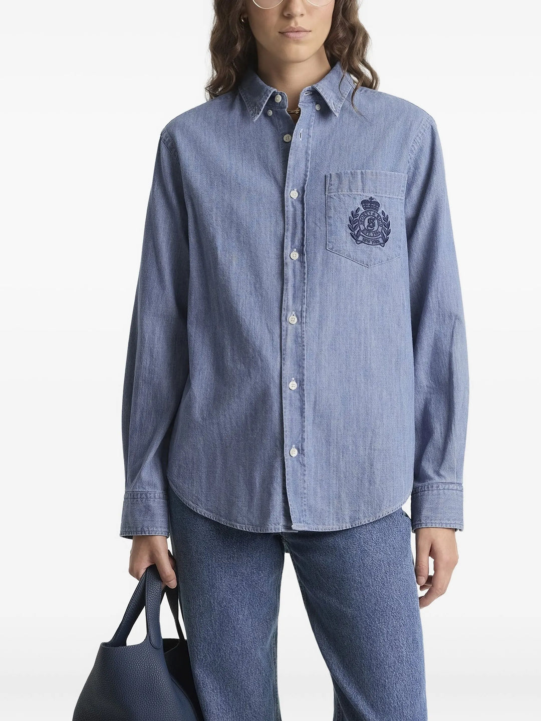 NY Crest Oversized Denim Shirt