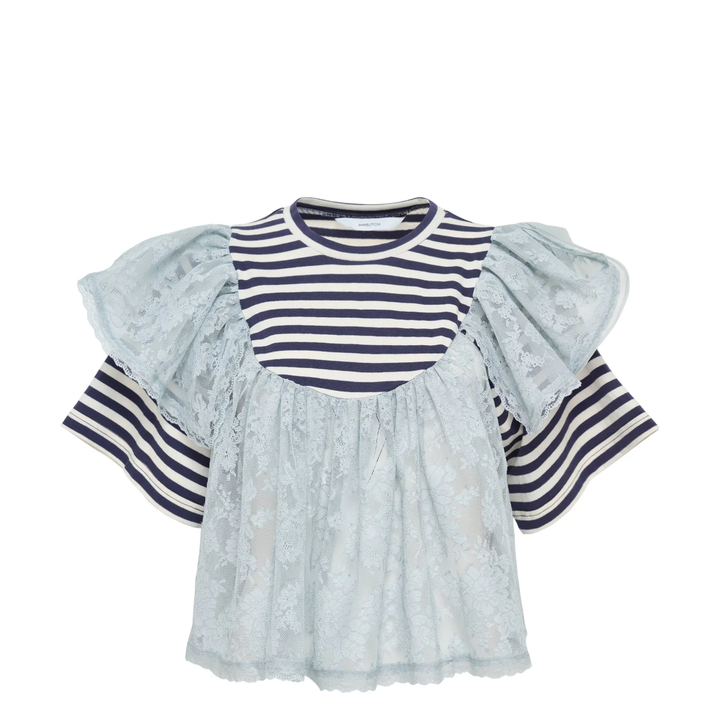 Lace Layered Striped Blouse