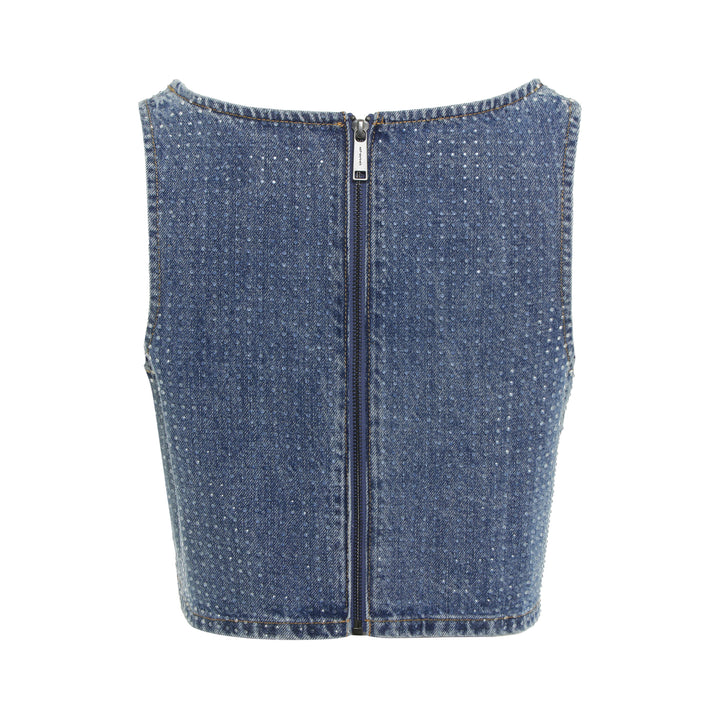 Self-Portrait Rhinestone Denim Crop Top – Available at Club 21, Official Retailer in Singapore, Malaysia & Thailand with Global Shipping Online