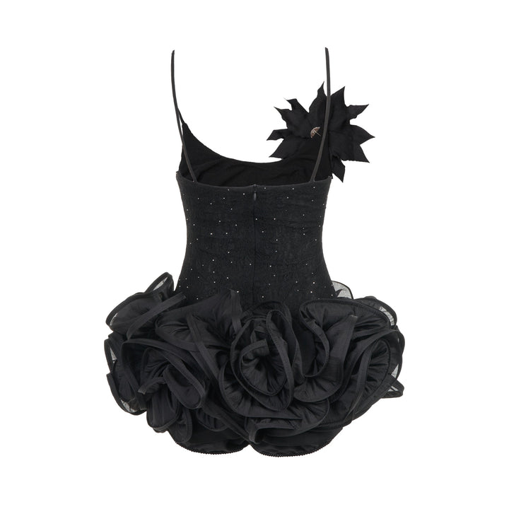 Black Sequin Ruffle Dress