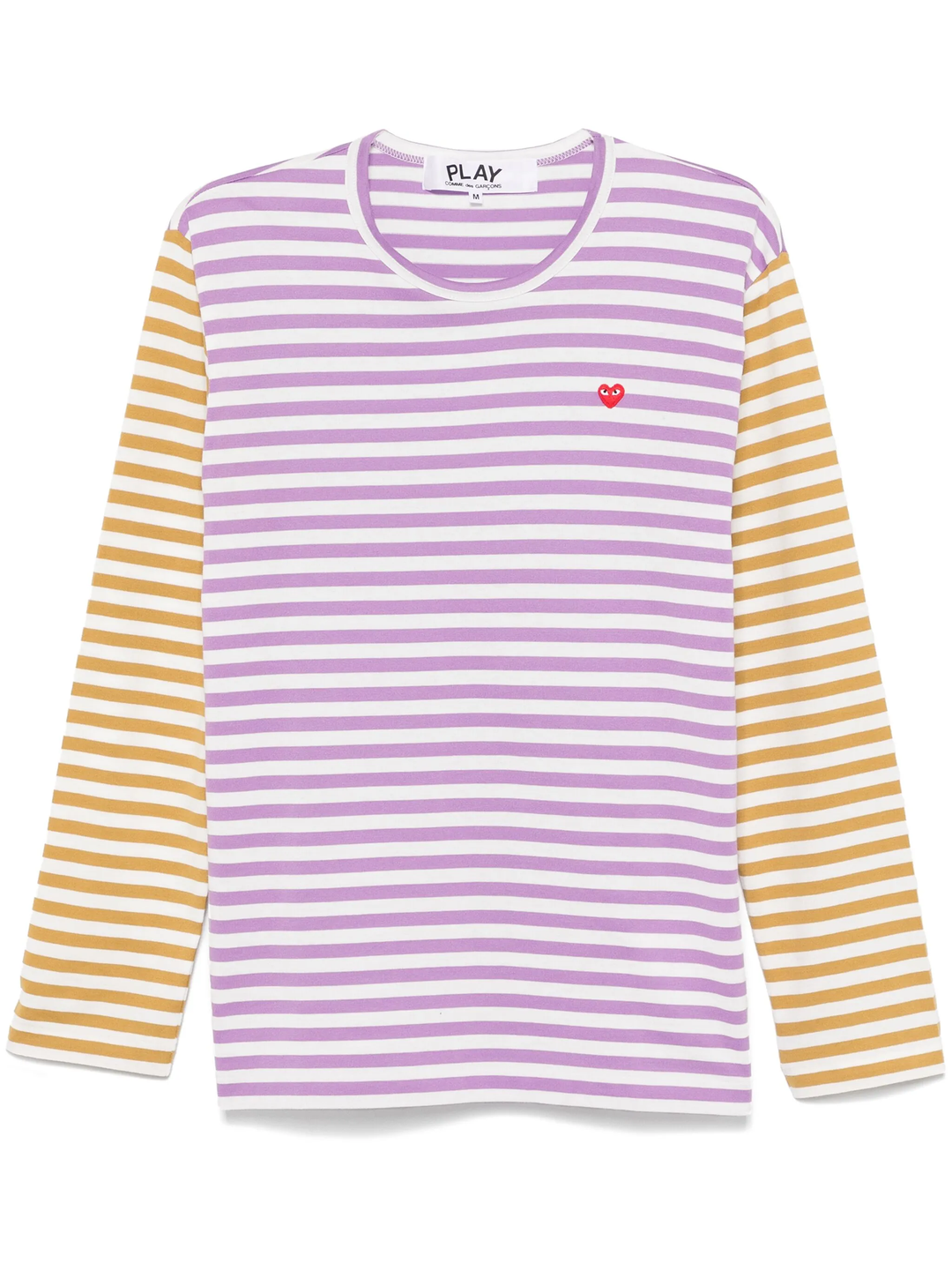 Small Red Embroidered Bi-Color Long Sleeve Tee