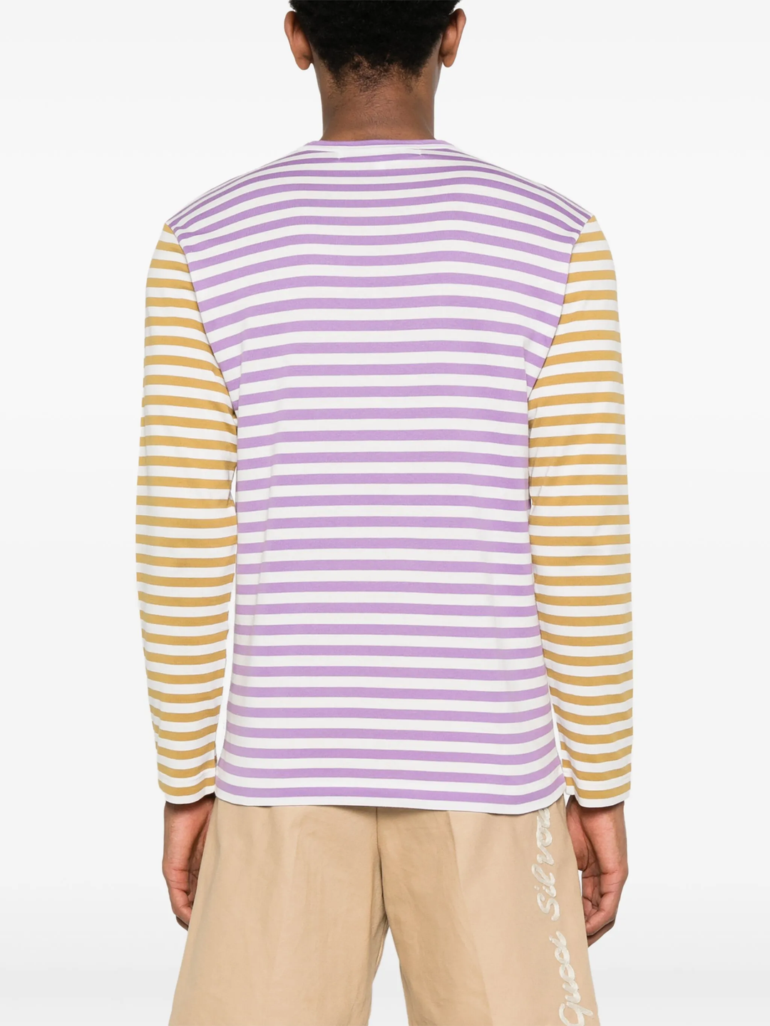 Small Red Embroidered Bi-Color Long Sleeve Tee
