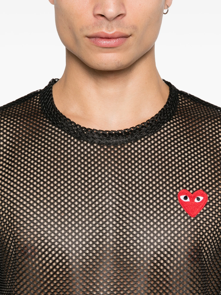 Red Heart Emblem Mesh Tee