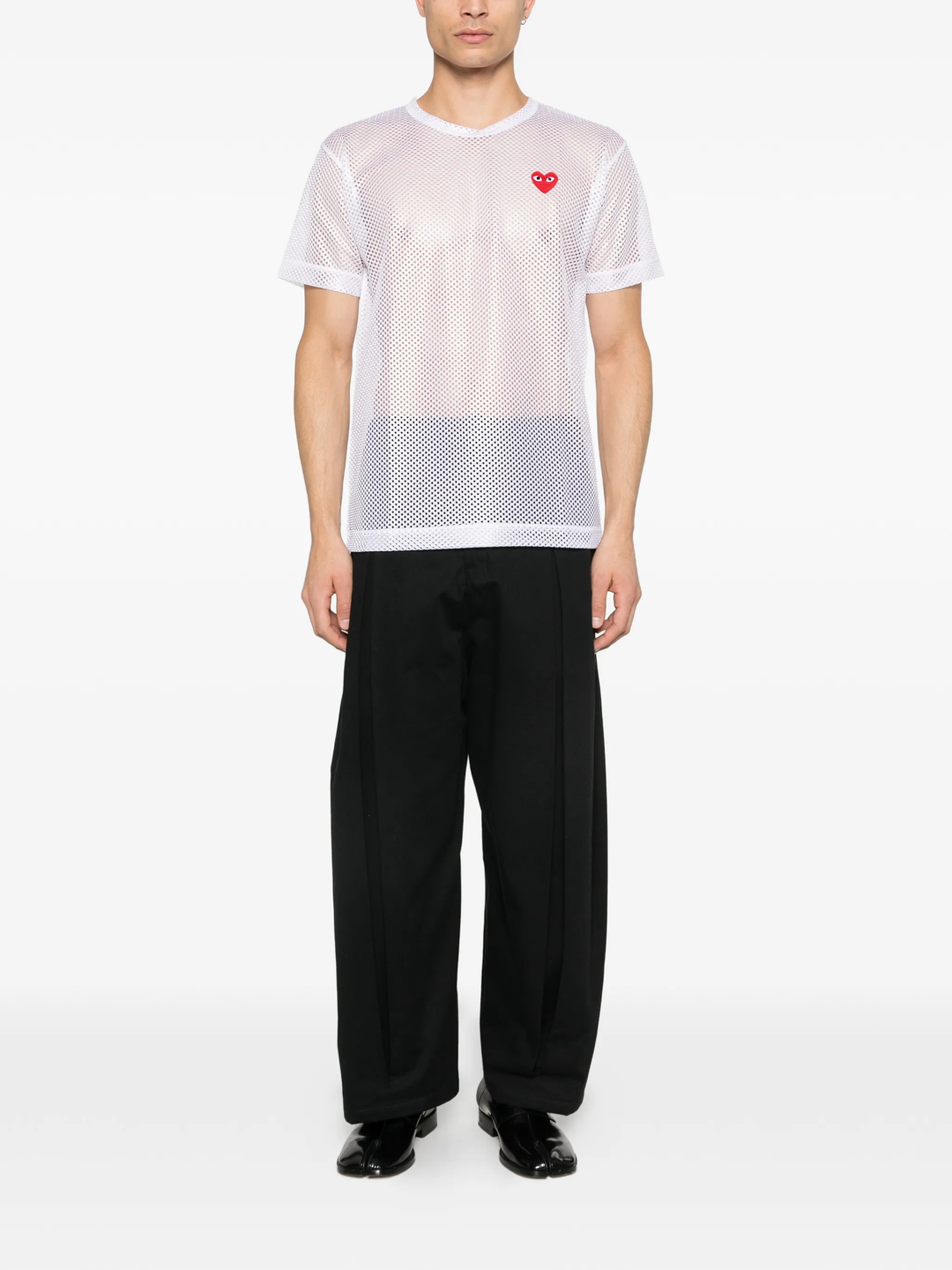 Red Heart Emblem Mesh Tee