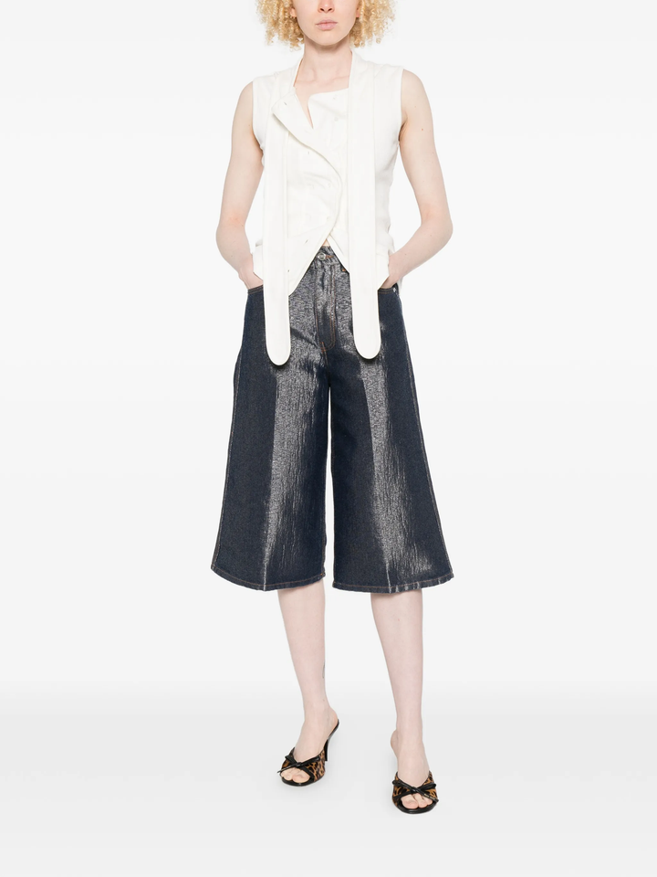 Shiny Weft Denim Shorts