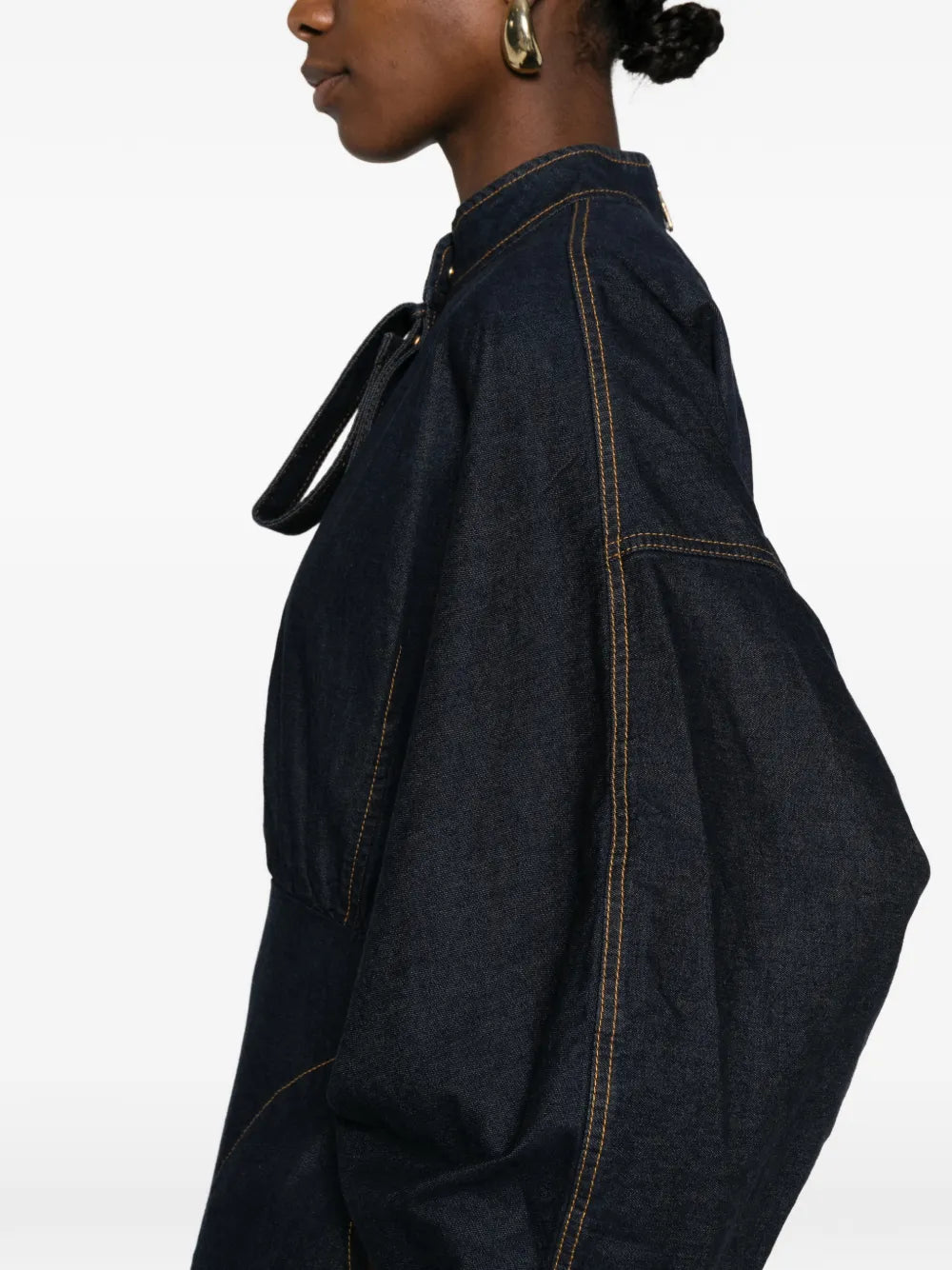 Denim Gathered Mini Dress