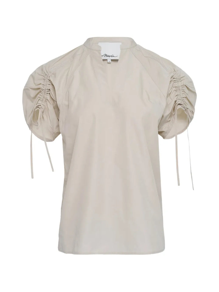 Ruched Sleeve V-Neck Top