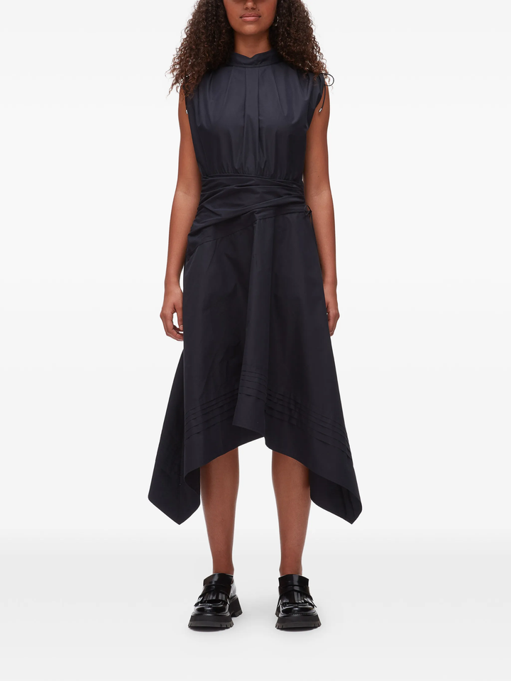 Sleeveless Ruched Dress With Handkerchief Hem