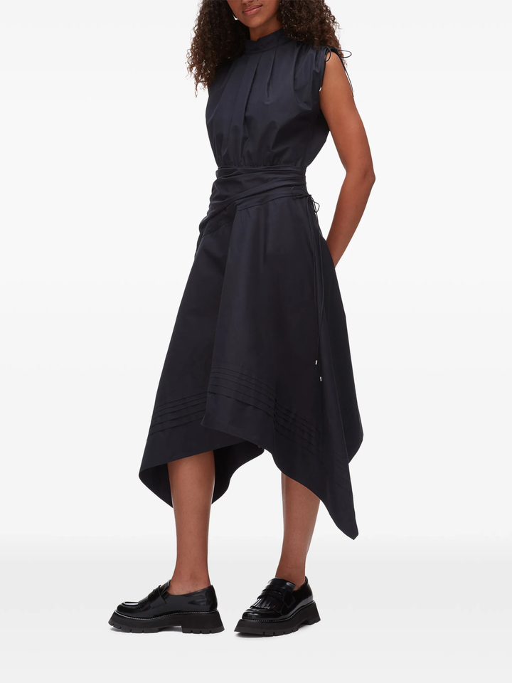 Sleeveless Ruched Dress With Handkerchief Hem