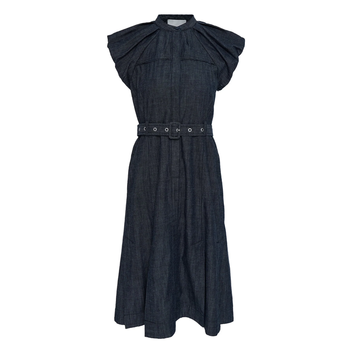 Denim Shirting Puff Sleeve Dress