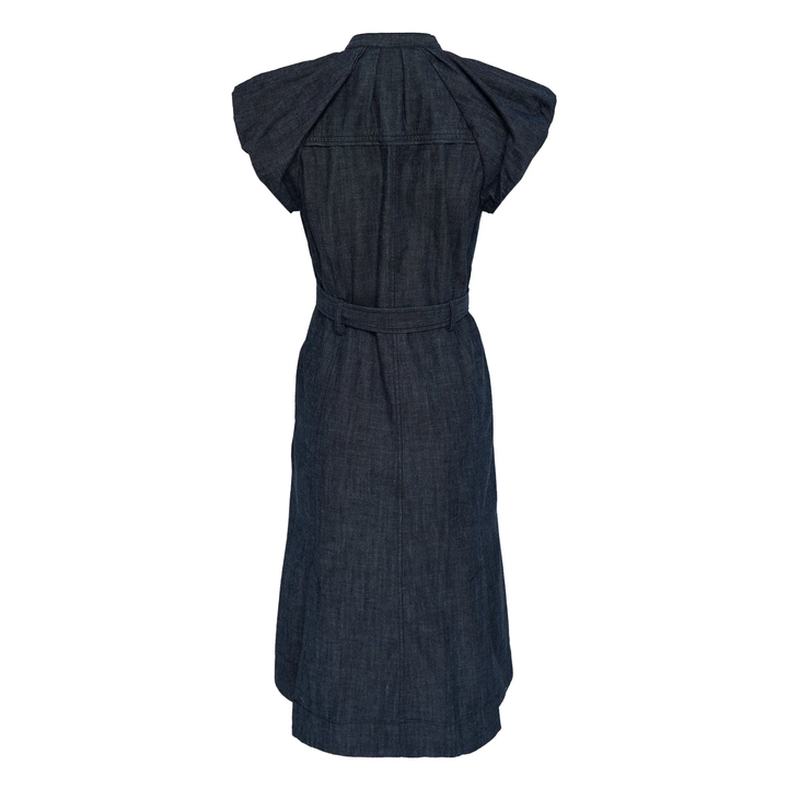 Denim Shirting Puff Sleeve Dress