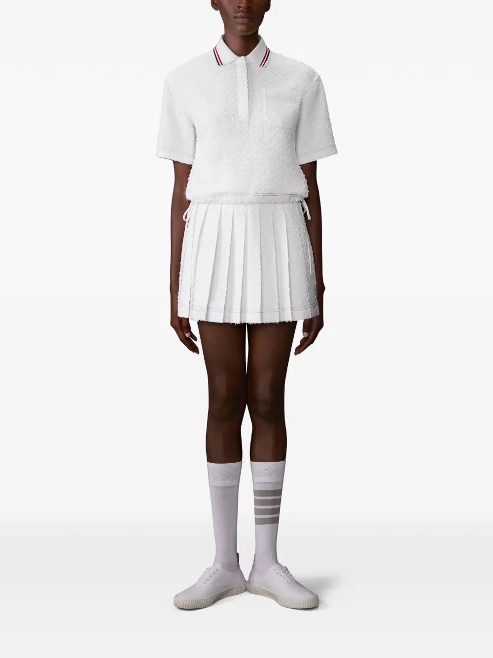 Mini Length Drawstring Pleated Skirt