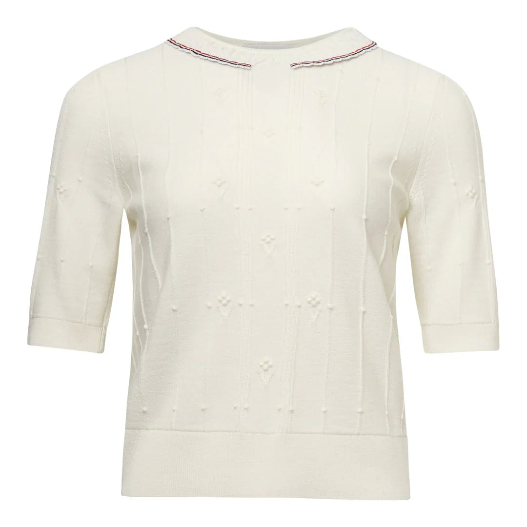 Bobble Stitch Short Sleeve Knit Top