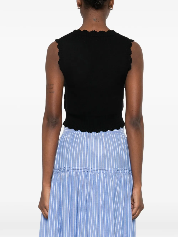 Cotton Cashmere Crochet Applique Vest