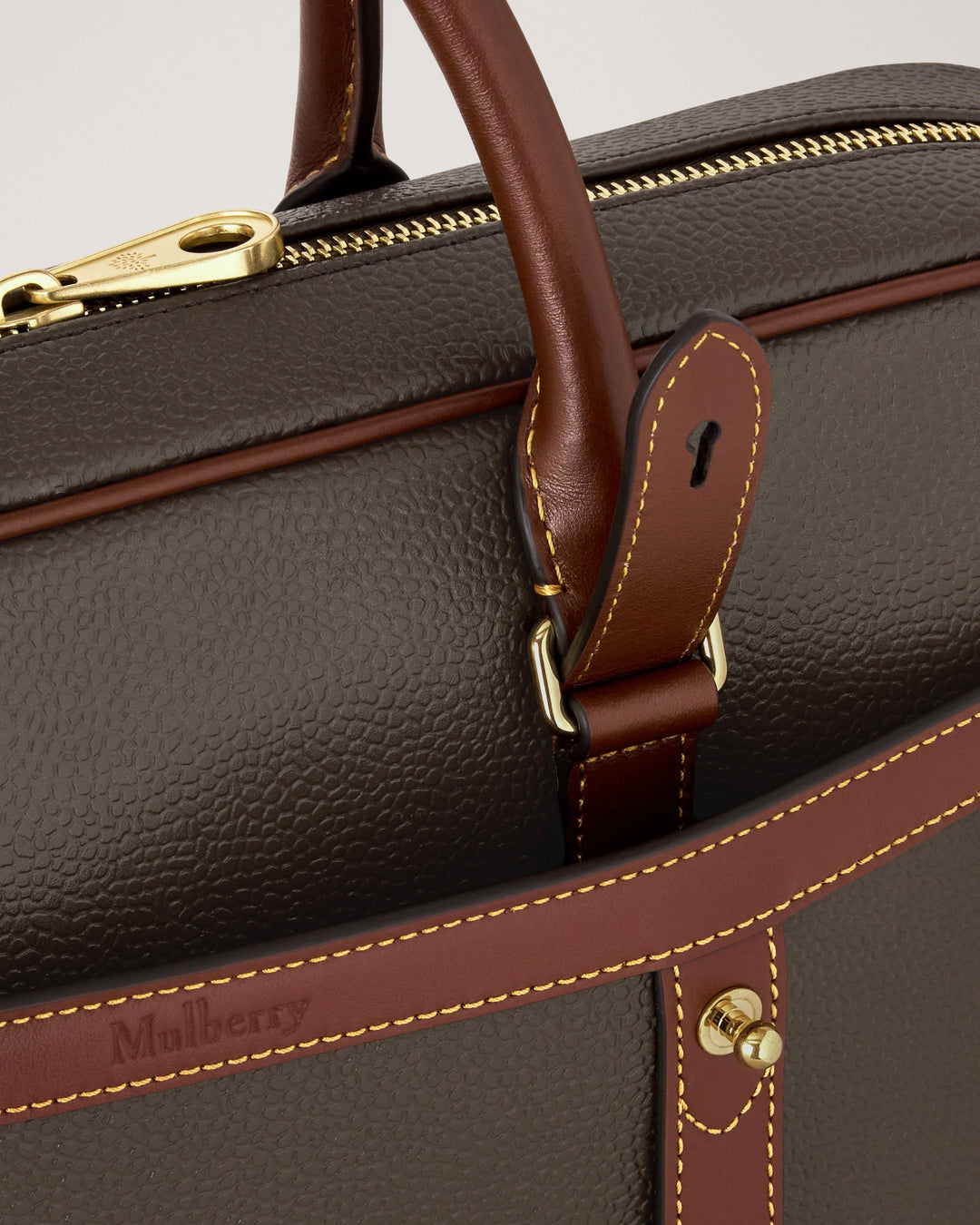 Heritage Briefcase Mole & Cognac Bio-Based Scotchgrain