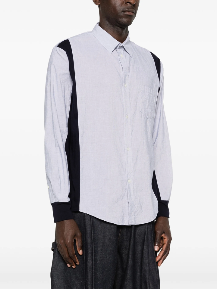 Mix Fabric Long Sleeve Shirt