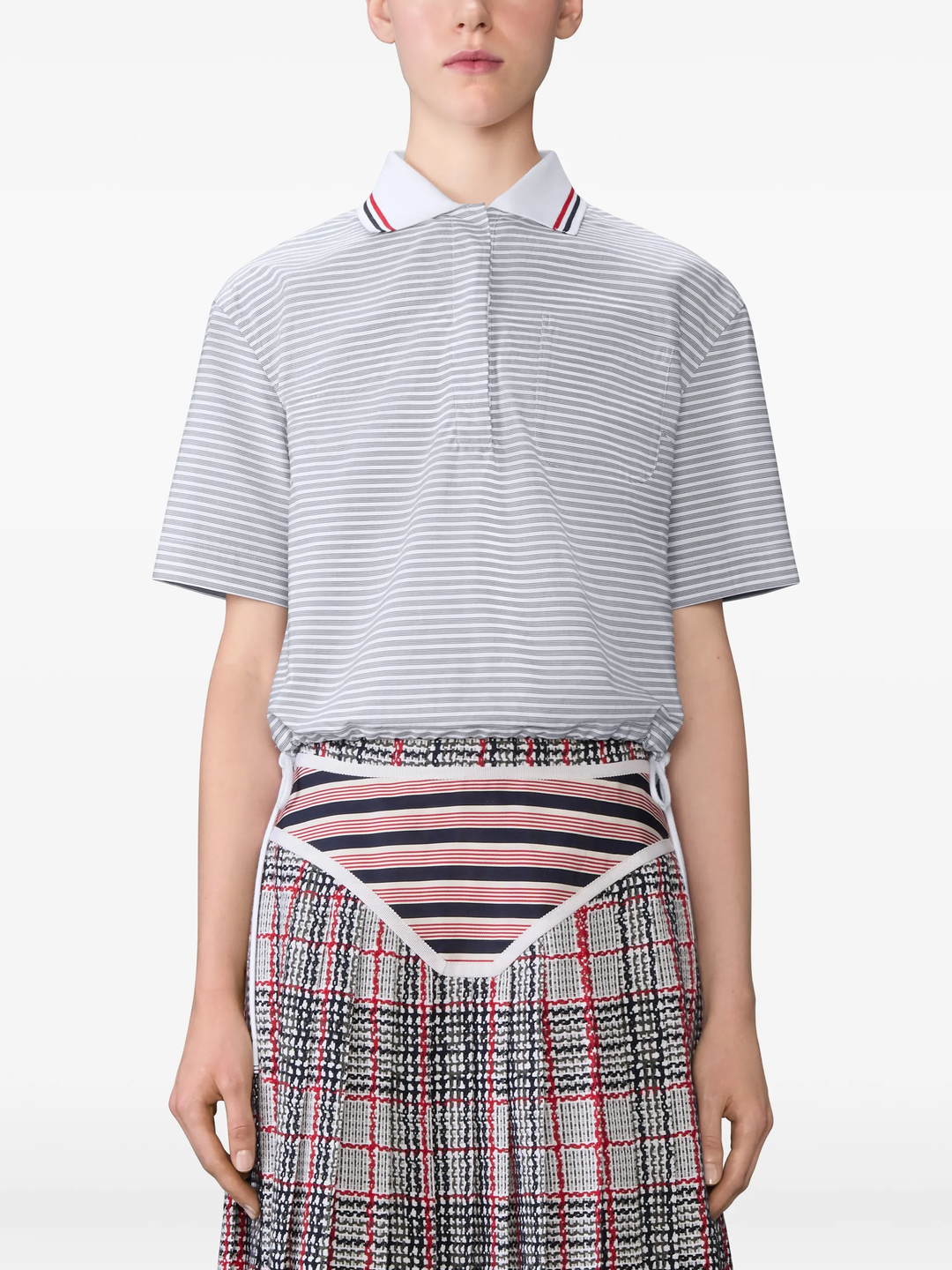 Drawstring Hem Polo Top