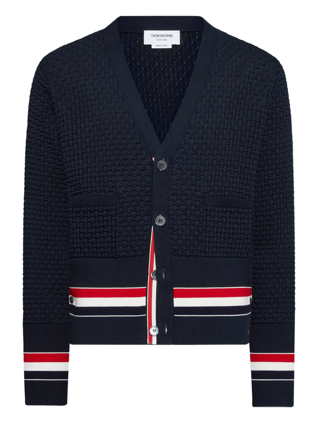 Float Ripple Stitch V Neck Cardigan